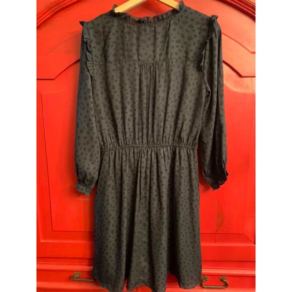NWT Hem & Thread L Subtle Navy and Black Leopard Cheetah Print Dress Ruffle EUC - Picture 2 of 5